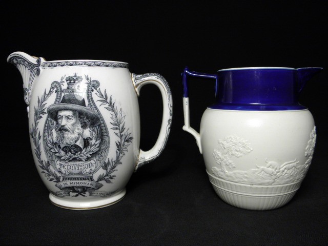 Two English 19th century porcelaneous pitchers.