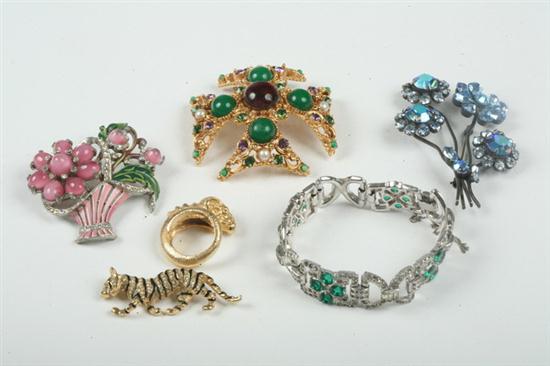 SIX ITEMS COSTUME JEWELRY Signed 16d9e7
