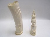 TWO PIECES AFRICAN CARVED IVORY: bust