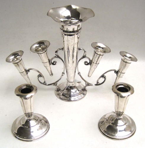 SILVERPLATED EPERGNE PAIR STERLING 16dc02