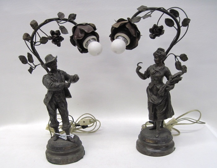 PAIR OF FRENCH SPELTER FIGURAL 16dff6