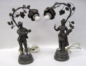 PAIR OF FRENCH SPELTER FIGURAL TABLE