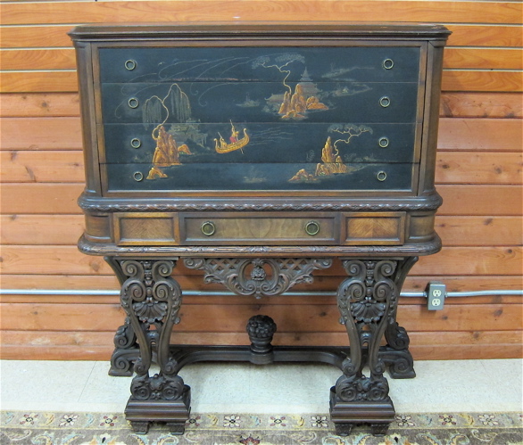 LOUIS XVI STYLE JAPANNED AND CARVED 16e0ca