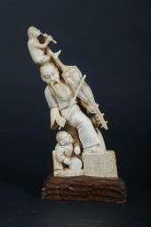 CHINESE IVORY FIGURAL GROUP. Carved