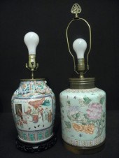 Lot of two Chinese ceramic lamps. Includes