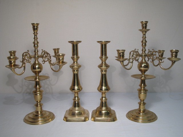 2 pairs of brass candle sticks  16c303