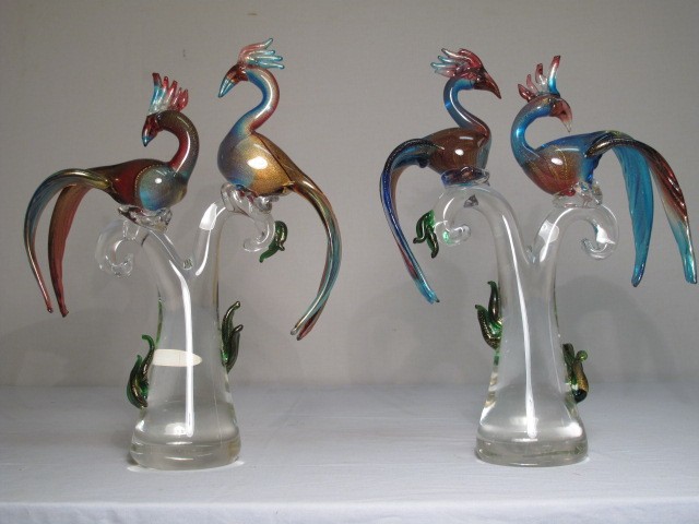 Pair Murano art glass bird figures  16c368