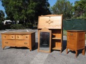 Oak four piece vintage furniture set.