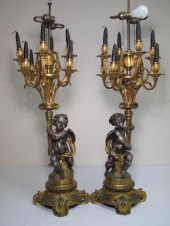 Pair of antique seven arm candelabra
