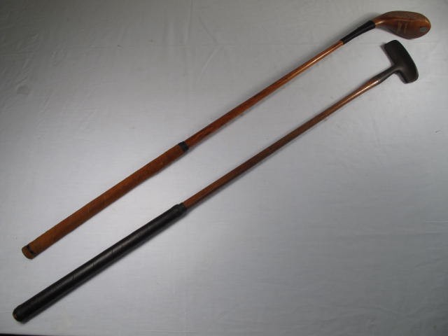 Lot of two vintage wooden shafted 16c512