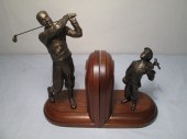 Wood book ends with brass   16c550