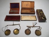 Group lot of antique scales and weights.