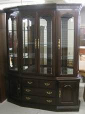 QUEEN ANNE STYLE CHINA CABINET-ON-BUFFET