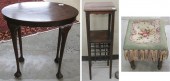 PEDESTAL TABLE LAMP TABLE AND FOOTSTOOL:
