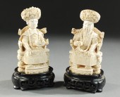 PAIR CARVED CHINESE IVORY FIGURES  16f553