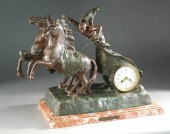 FRENCH BRONZED SPELTER STATUE CLOCK