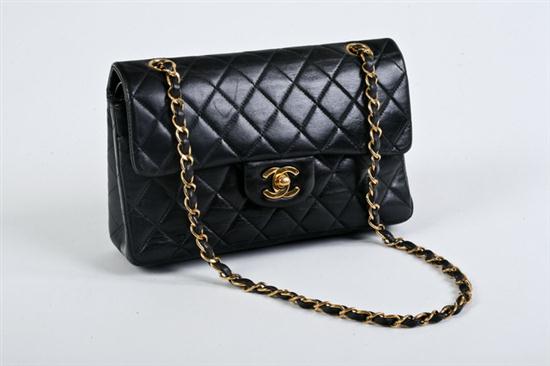 CHANEL BLACK QUILTED LEATHER HANDBAG.