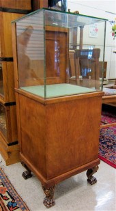 SMALL GLASS AND HARDWOOD DISPLAY CASE