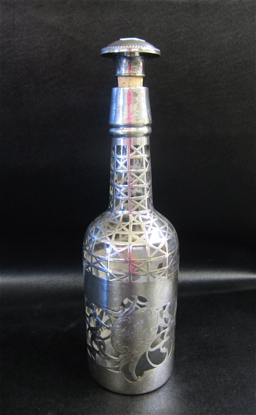 SILVER OVERLAY GLASS DECANTER clear 16fafd
