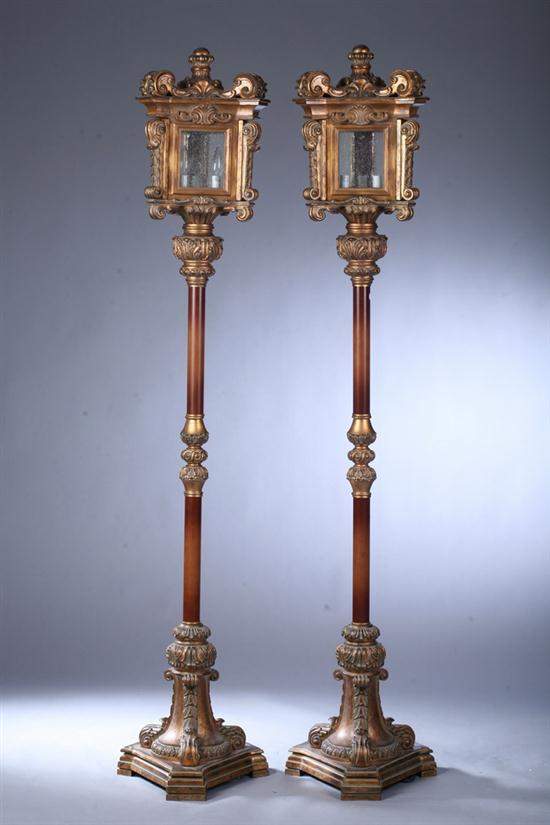 PAIR VENETIAN STYLE RED AND GILT