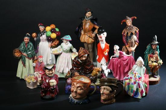 13 ROYAL DOULTON FIGURES AND CHARACTER JUGS.