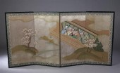 JAPANESE FOUR FOLD SCREEN Meiji period.