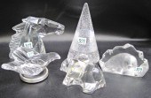 FIVE ASSORTED CRYSTAL/GLASS FIGURINES:
