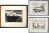 THEODORE C. EWEN DRAWING AND TWO LITHOGRAPHS