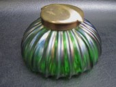 LOETZ ART GLASS INKWELL green iridescent 17073c
