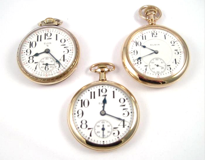 THREE ELGIN OPENFACE POCKET WATCHES  17074d