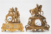 TWO FRENCH FIGURAL GILDED METAL MANTEL