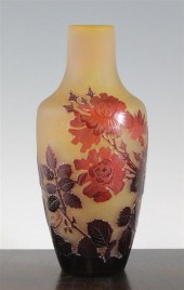 A Galle glass ovoid vase c.1900 overlaid