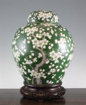 A Chinese enamelled porcelain prunus