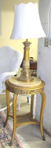 FRENCH STYLE GILTWOOD LAMP AND LAMP