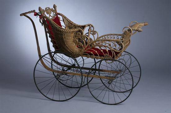 VICTORIAN WICKER BABY CARRIAGE.