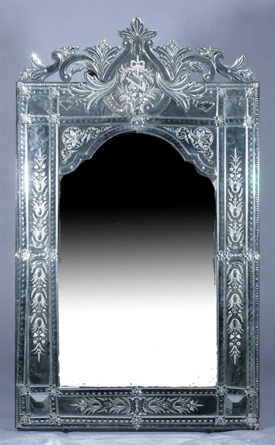 VENETIAN ETCHED GLASS WALL MIRROR  16e80c