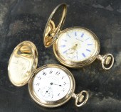TWO AMERICAN HUNTER CASE POCKET WATCHES: