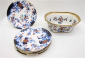 SET OF SIX ENGLISH PLATES AND A FRENCH