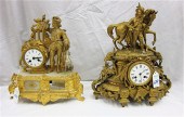TWO FRENCH FIGURAL GILDED METAL MANTEL