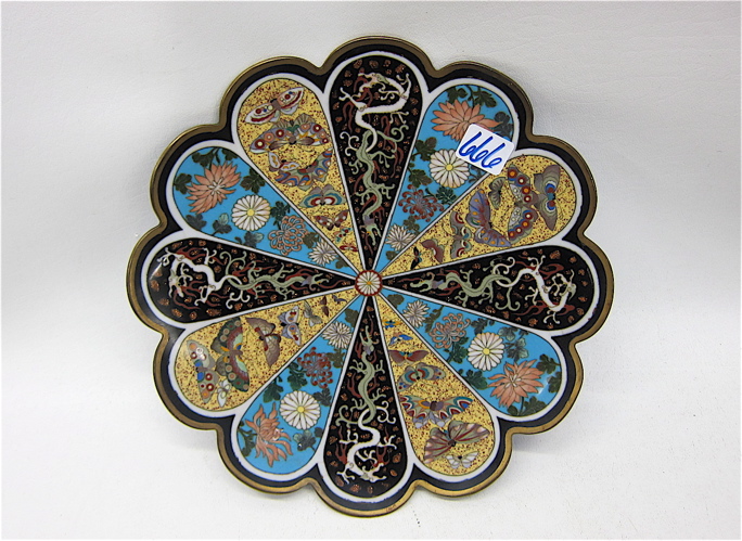 JAPANESE CLOISONNE FOOTED PLATE