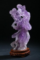 CHINESE AMETHYST FIGURE OF MEIREN AND