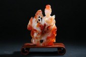 CHINESE CARNELIAN FIGURAL GROUP OF MEIREN