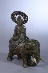 CHINESE CHAMPLEV AND BRONZE FIGURAL 16ed1d