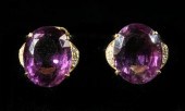 PAIR YELLOW GOLD AMETHYST AND DIAMOND 16eed6