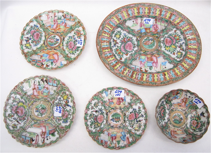 FIVE PIECES ROSE MEDALLION CHINESE 16f247