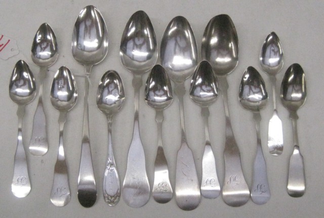 THIRTEEN AMERICAN COIN SILVER SPOONS 16f2f5
