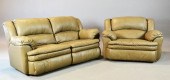 (2) Pcs. Leather Inc. Couch & Oversized-ChairConsisting