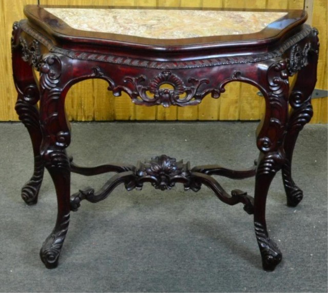 CHINESE HALL TABLE WITH INSET MARBLE 171d4b