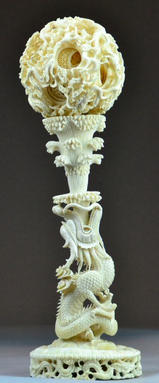 Monumental Chinese Carved Ivory Puzzle Ball