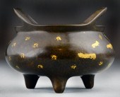 Chinese Qing Bronze Tripod CensorFinely 171f4b